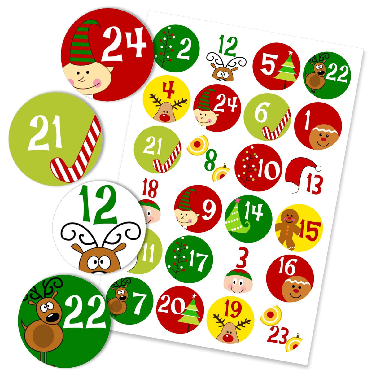 Adventskalender Zahlen Sticker Wichtel und Freunde