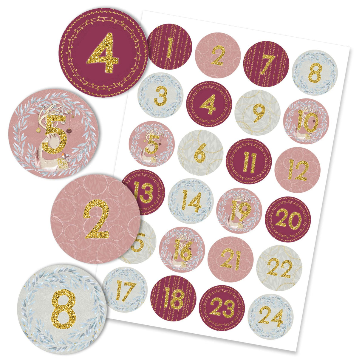 Adventskalender Zahlen Sticker Muster