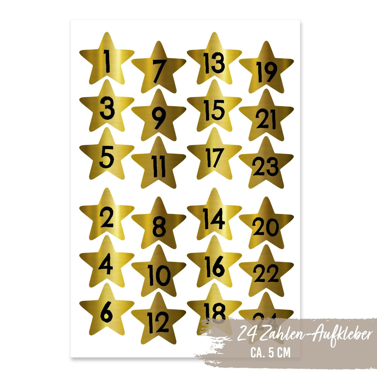 Adventskalender Zahlensticker Sterne Goldfolie