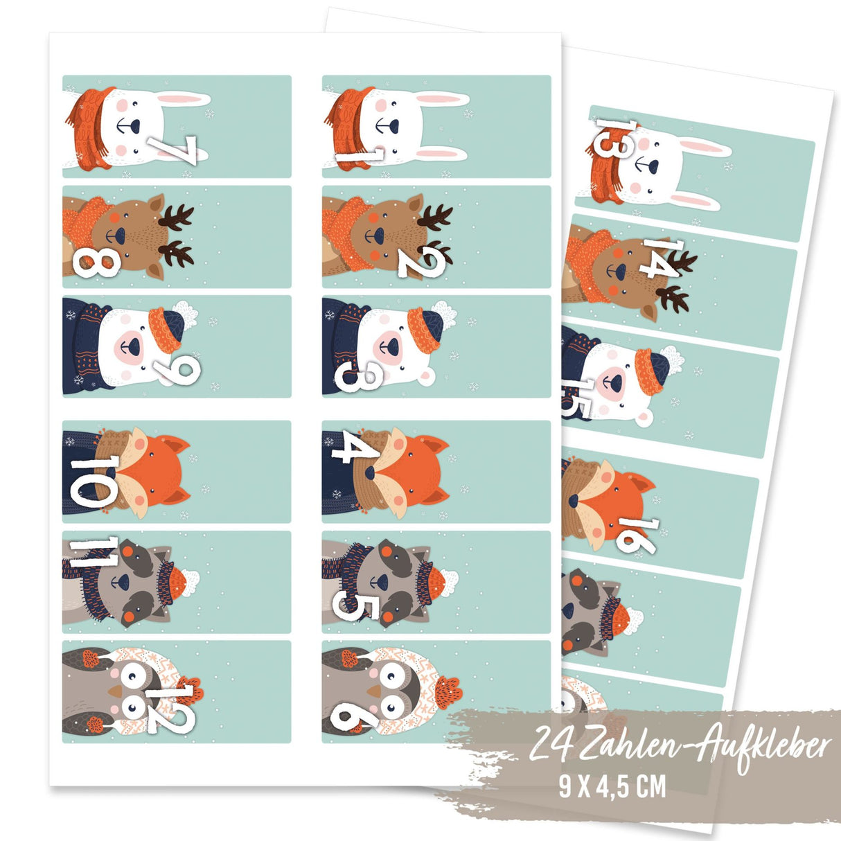 Adventszahlen für Adventskalender Waldtiere