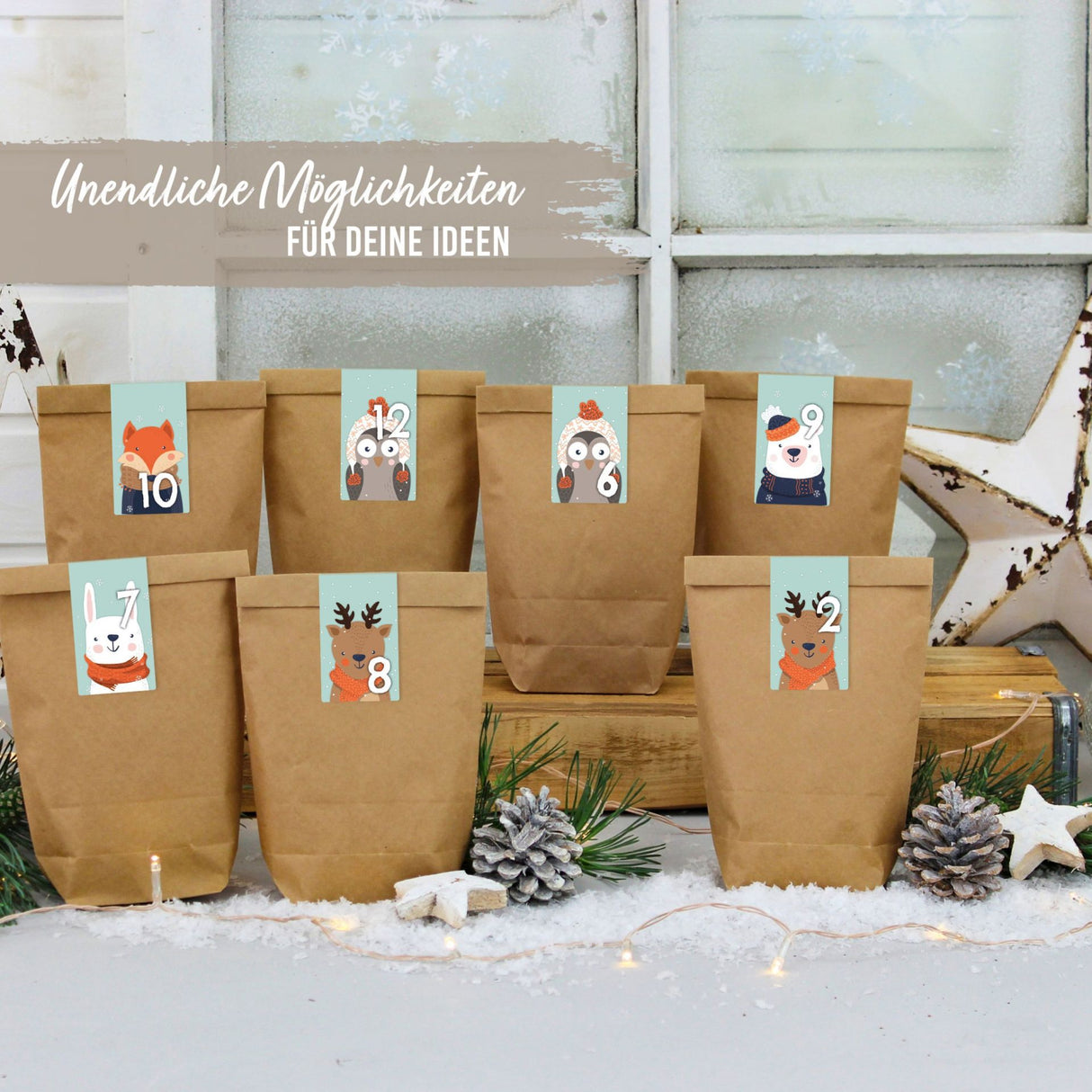 Adventszahlen für Adventskalender Waldtiere