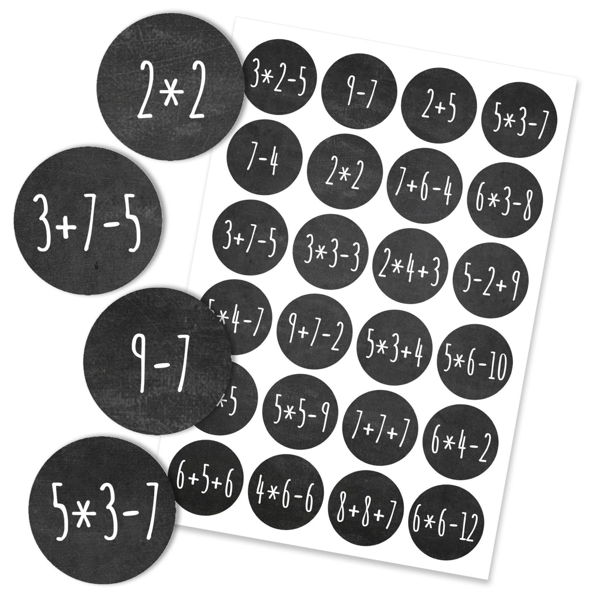Adventszahlen für Adventskalender Matheaufgaben Schwarz