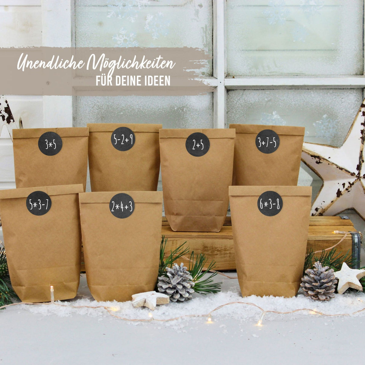 Adventszahlen für Adventskalender Matheaufgaben Schwarz