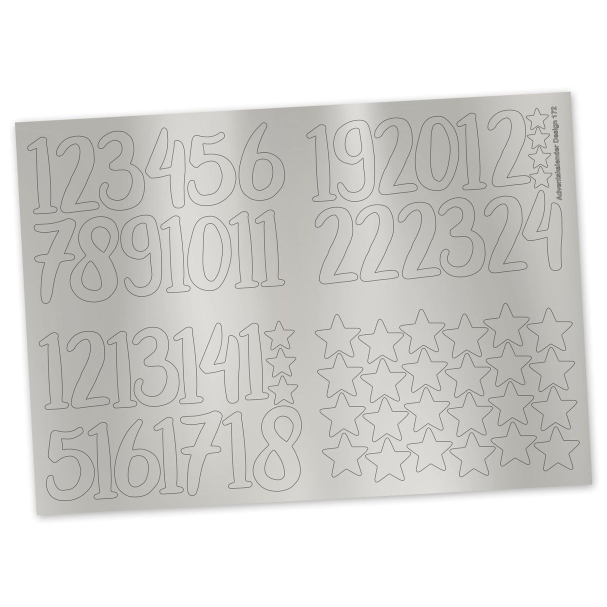 Adventszahlen für Adventskalender Silber Metallic