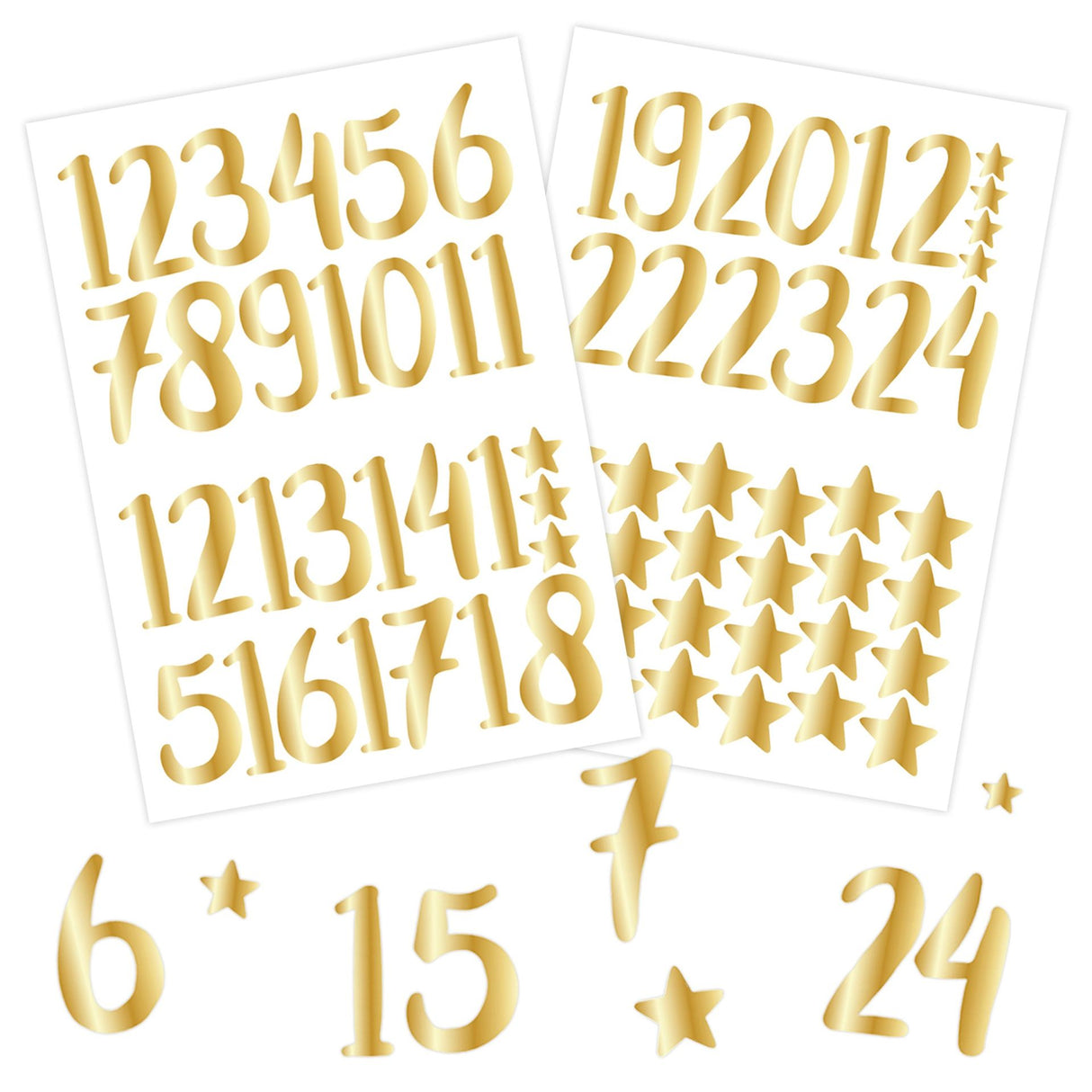 Adventszahlen für Adventskalender Gold Metallic