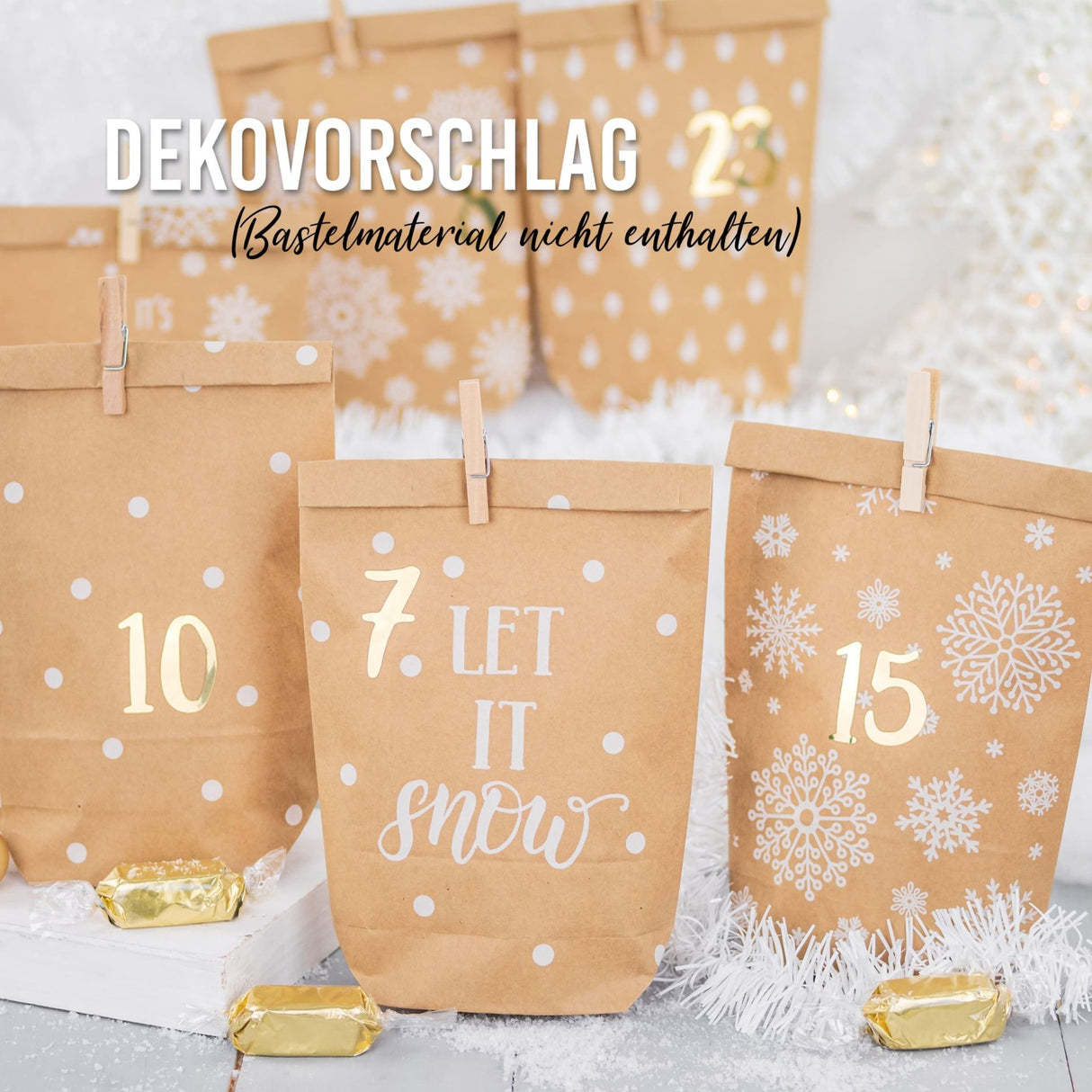 Adventszahlen für Adventskalender Gold Metallic