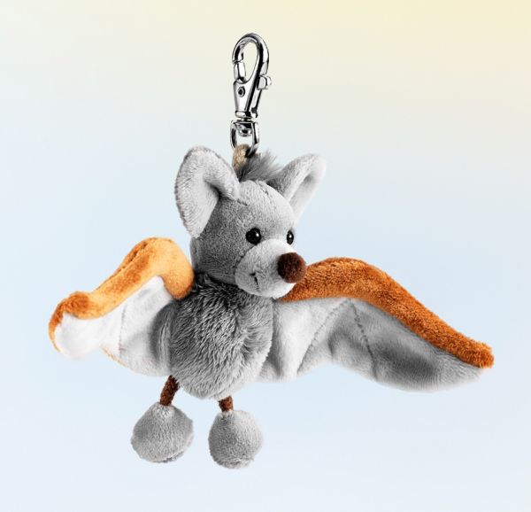 Schlüsselanhänger Plüsch Fledermaus Grau