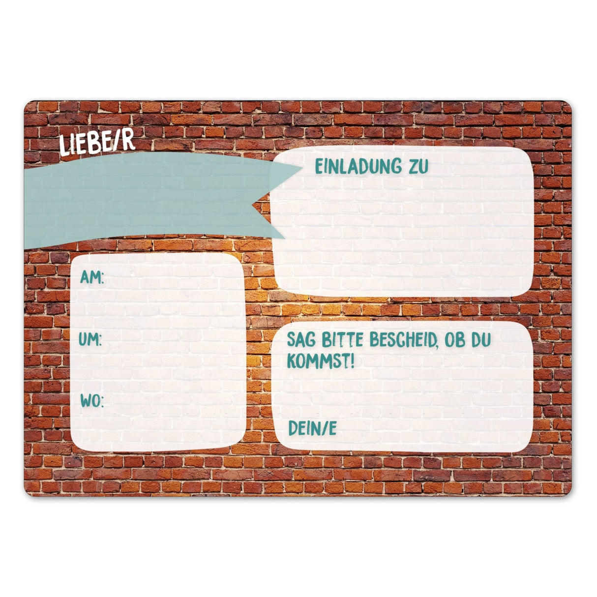 12 Einladungskarten Kindergeburtstag Graffiti Blau