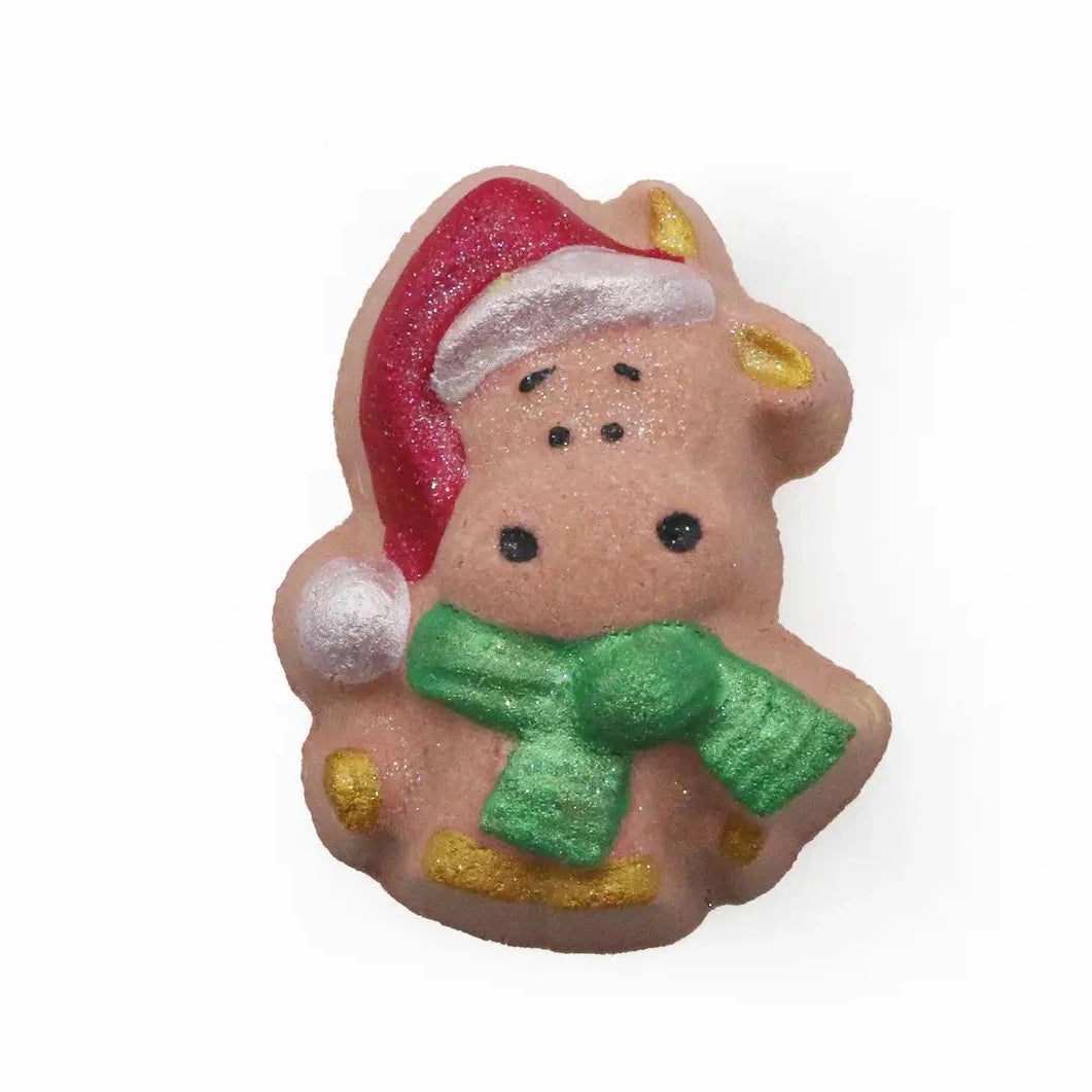 Badekugel handgemacht Weihnachten Kuh mit Weihnachtsmütze