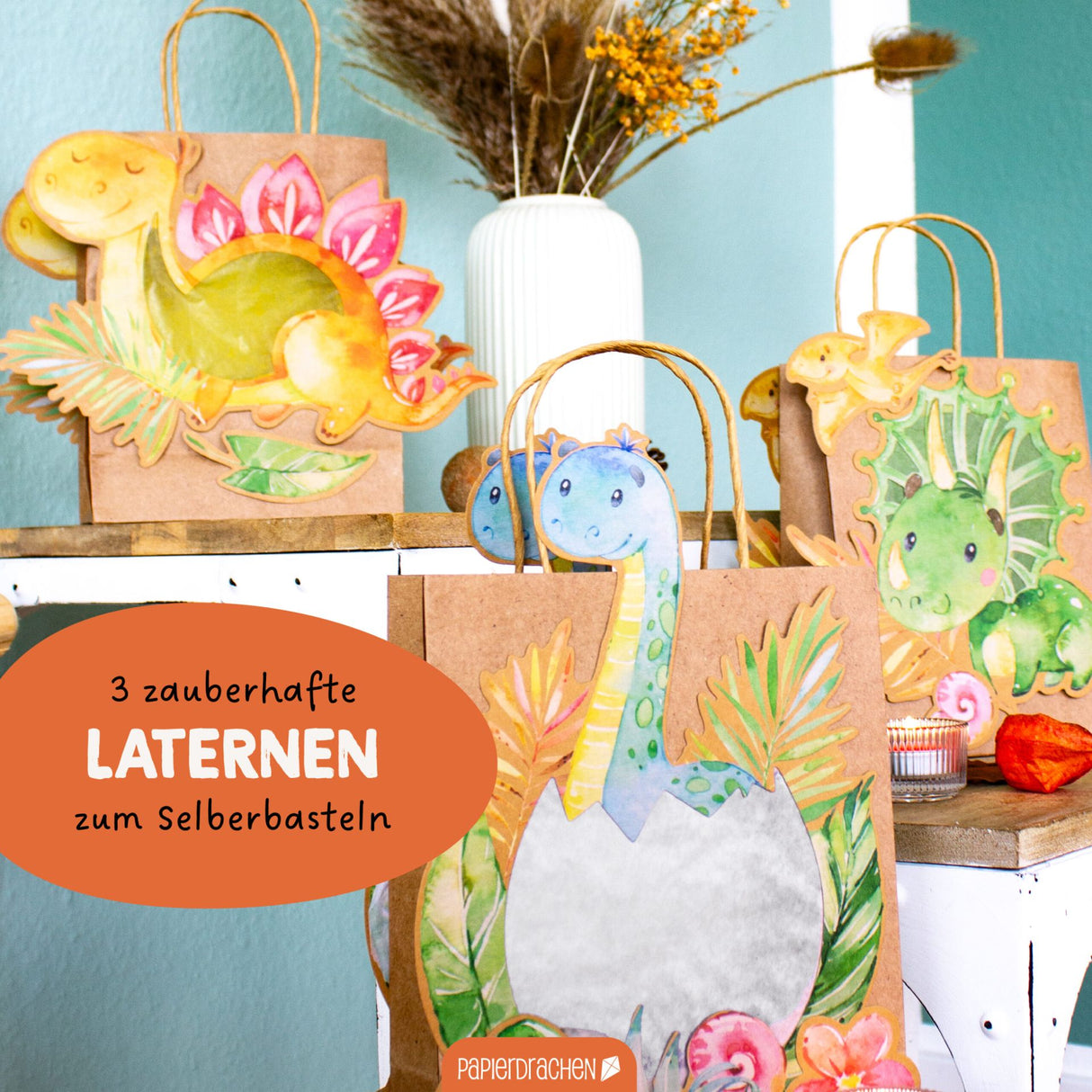 Kinderlaternen zum selber basteln - Dinosaurier