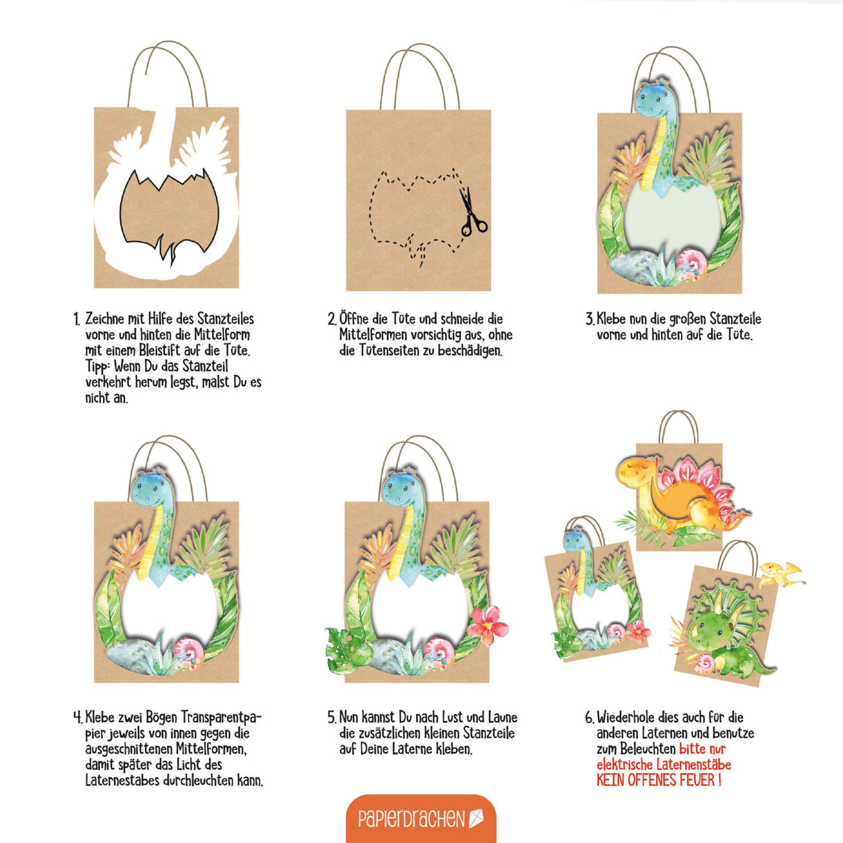 Kinderlaternen zum selber basteln - Dinosaurier