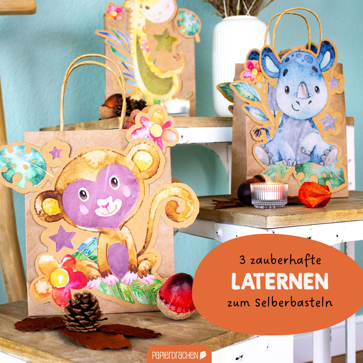 Kinderlaternen zum selber basteln - Dschungeltiere