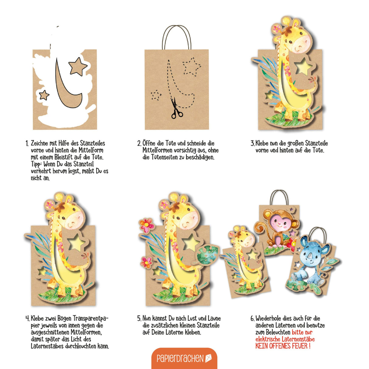 Kinderlaternen zum selber basteln - Dschungeltiere