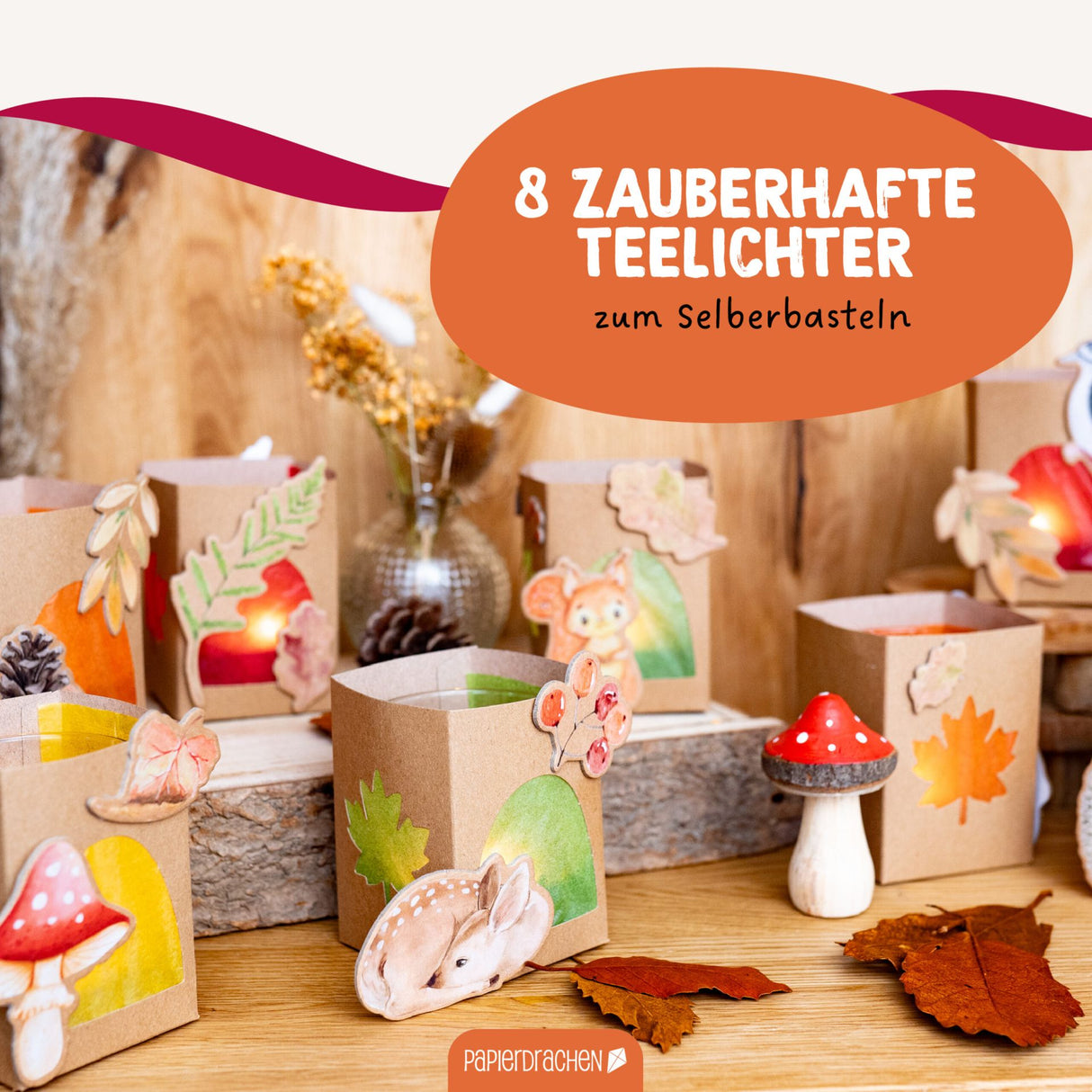 Windlichter und Tischlichter Waldtiere Braun