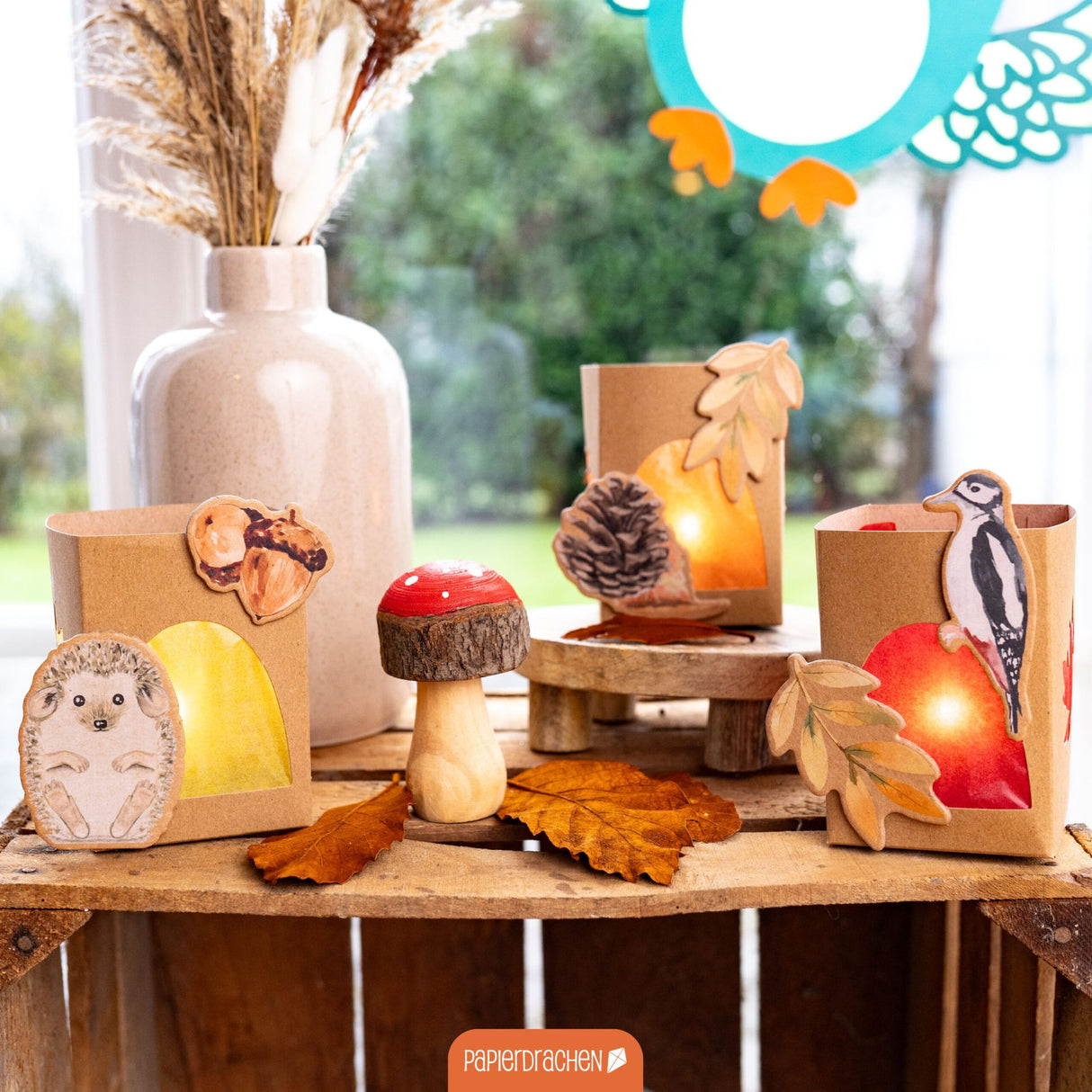 Windlichter und Tischlichter Waldtiere Braun