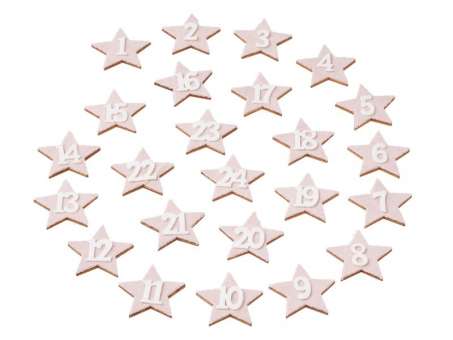 Adventskalender Holzsterne mit Klebepunkt Rosa