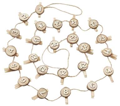 Adventskalender Holzscheibe mit Holzklammer