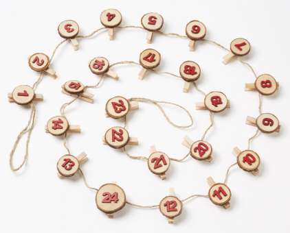 Adventszahlen für Adventskalender zum aufhängen Holzscheibe