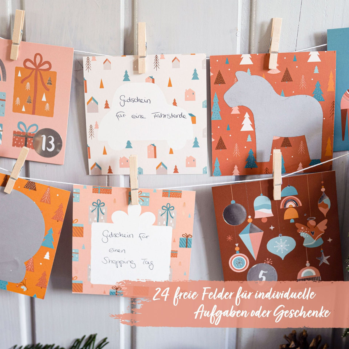 Adventskalender zum Rubbeln Boho