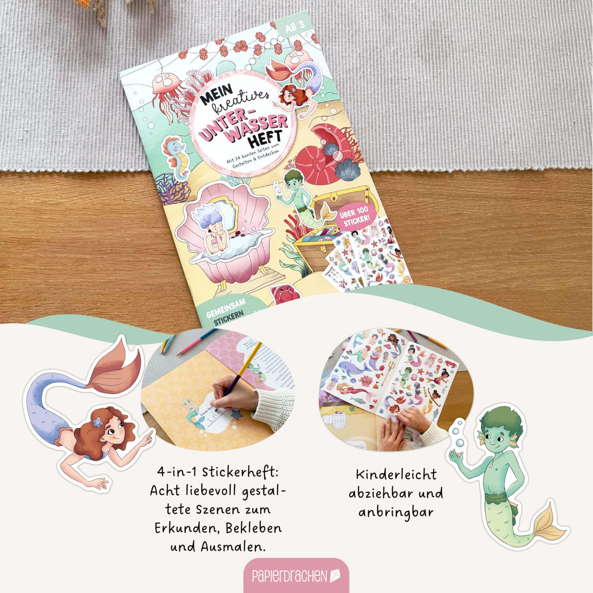 Kreatives Unterwasserwelt Heft - Malen, Rätseln & Stickern
