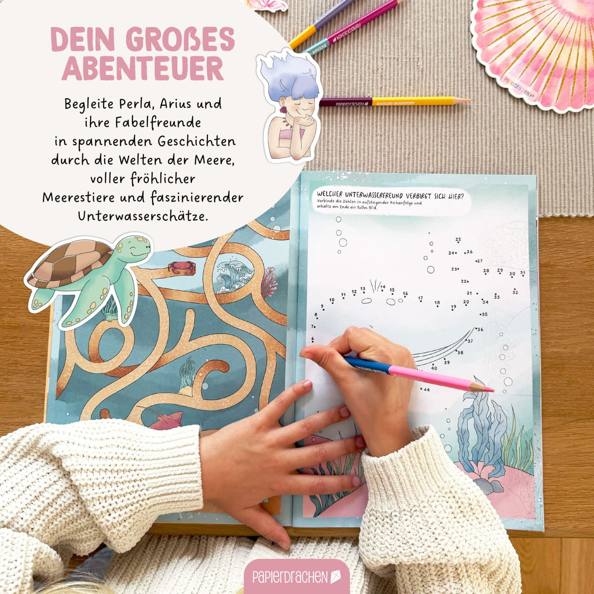 Kreatives Unterwasserwelt Heft - Malen, Rätseln & Stickern