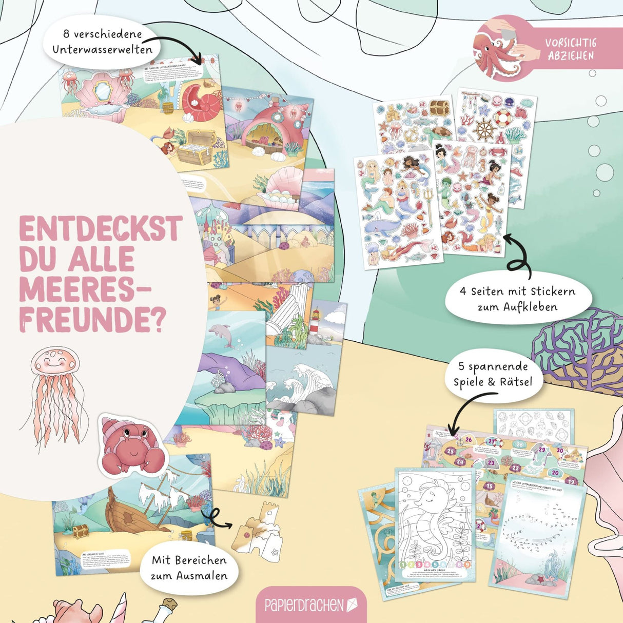 Kreatives Unterwasserwelt Heft - Malen, Rätseln & Stickern