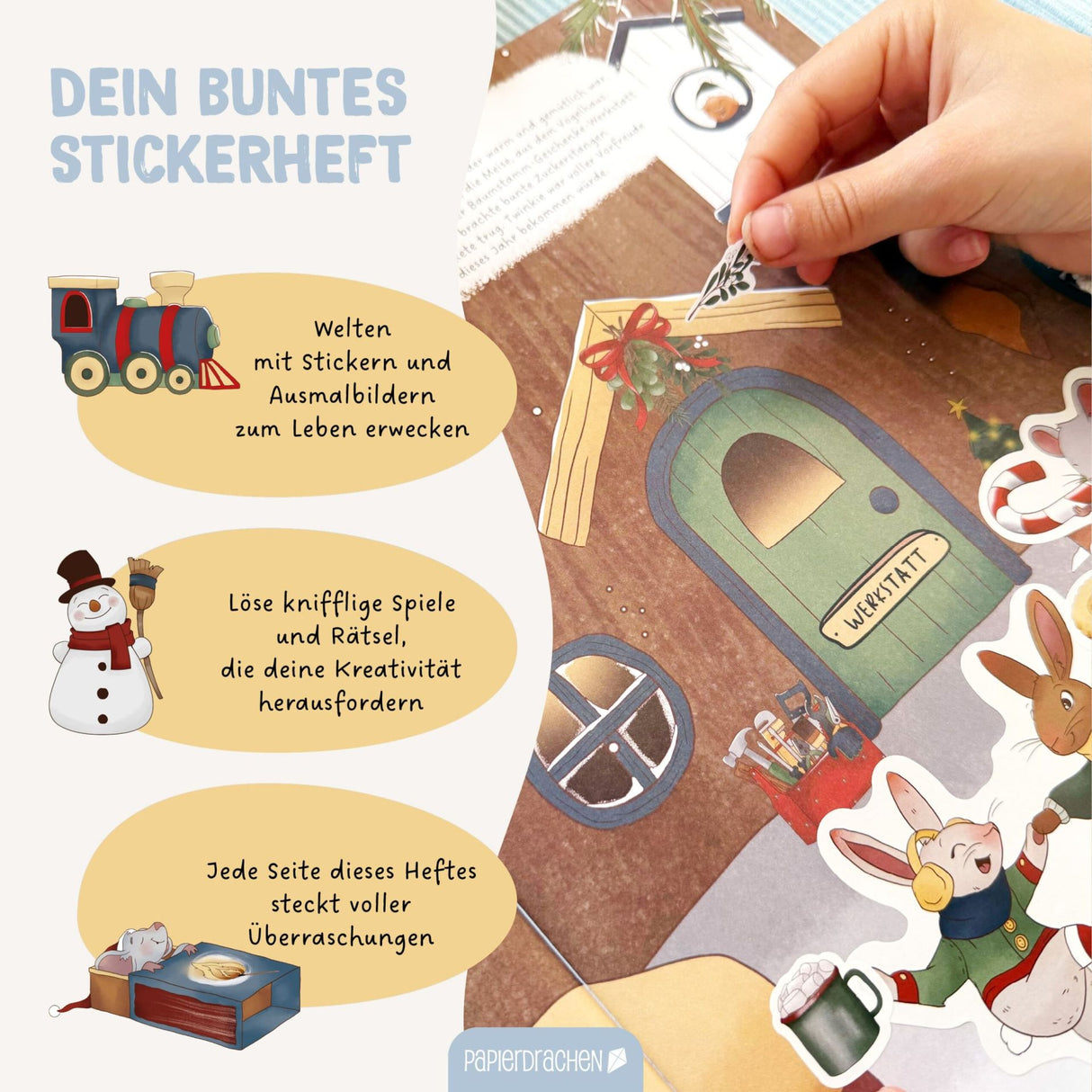 Kreatives Winterwelt Heft - Malen, Rätseln & Stickern