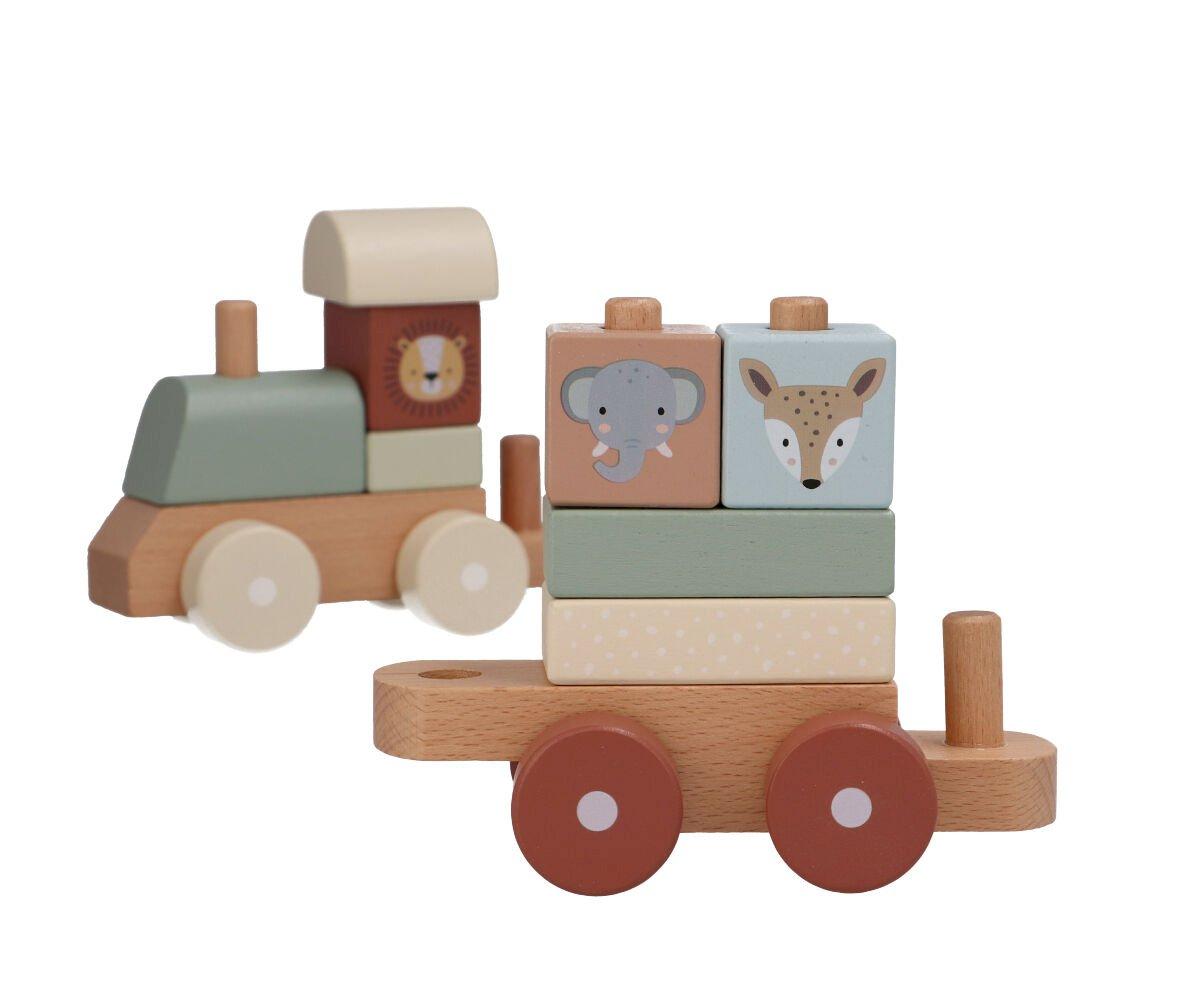 Holz Eisenbahn mit Steckformen Zootiere Nature