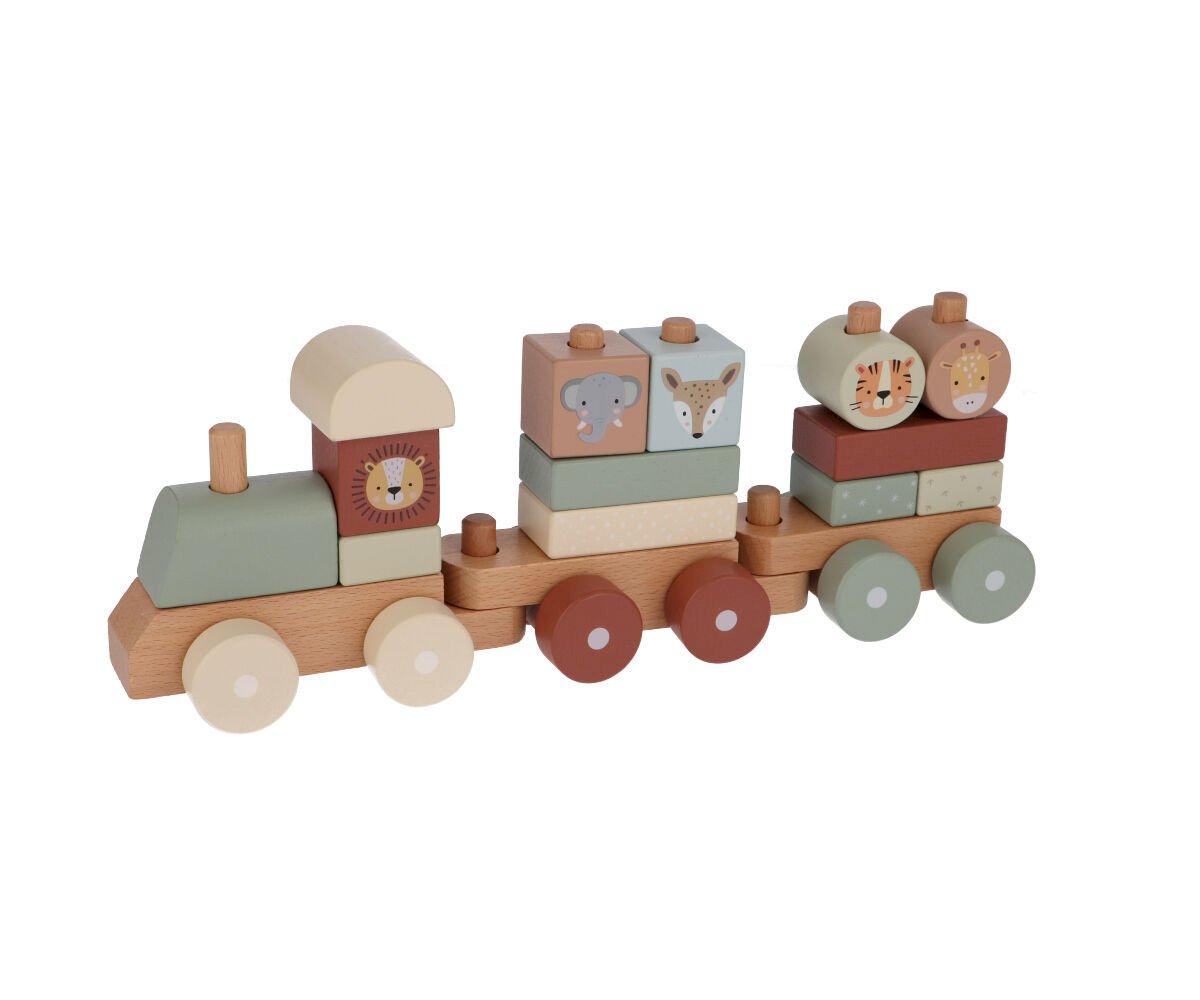 Holz Eisenbahn mit Steckformen Zootiere Nature