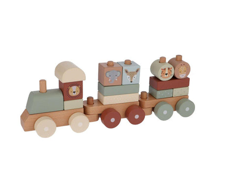 Holz Eisenbahn mit Steckformen Zootiere Nature