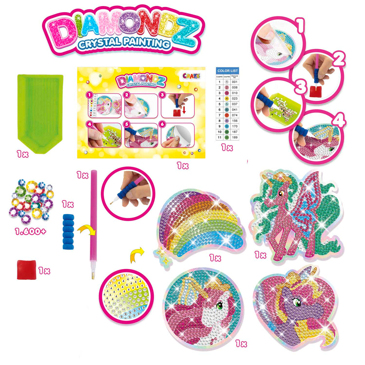 Diamond Painting Sticker Starter Set Galupy Einhorn