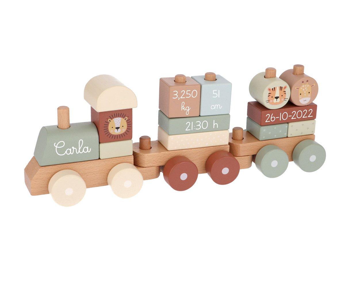 Holz Eisenbahn mit Steckformen Zootiere Nature