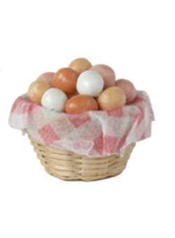 Wichtelzubehör Eier Korb mit festgeklebten Eier