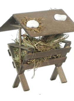 Wichtelzubehör Futterkrippe mit Heu