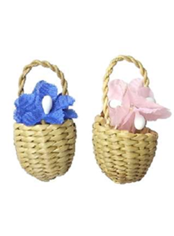 Wichtelzubehör Binsenkorb mit Blume 2er Set