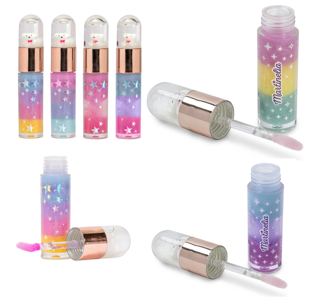 Lip Gloss mit Glitzer Schneekugel Bär assortiert