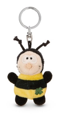 Mini Schlüsselanhänger Plüsch Biene mit Kleeblatt