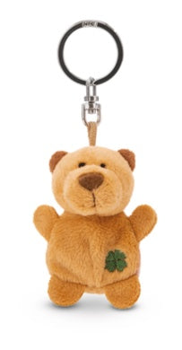 Mini Schlüsselanhänger Plüsch Bär mit Kleeblatt