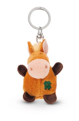Mini Schlüsselanhänger Plüsch Pferd mit Kleeblatt