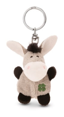 Mini Schlüsselanhänger Plüsch Esel mit Kleeblatt