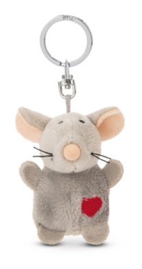 Mini Schlüsselanhänger Plüsch Maus mit Herz