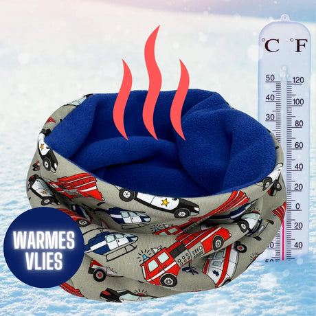 Kinder Winter Mütze & Loop Schal Einsatzfahrzeuge