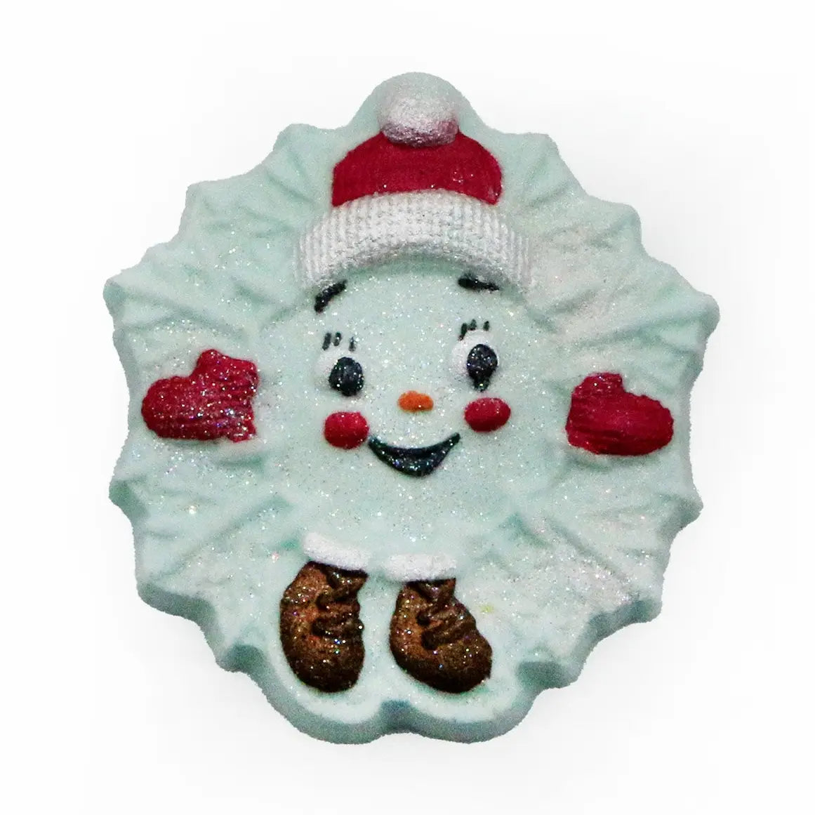 Badekugel handgemacht Weihnachten Schneeflockengesicht