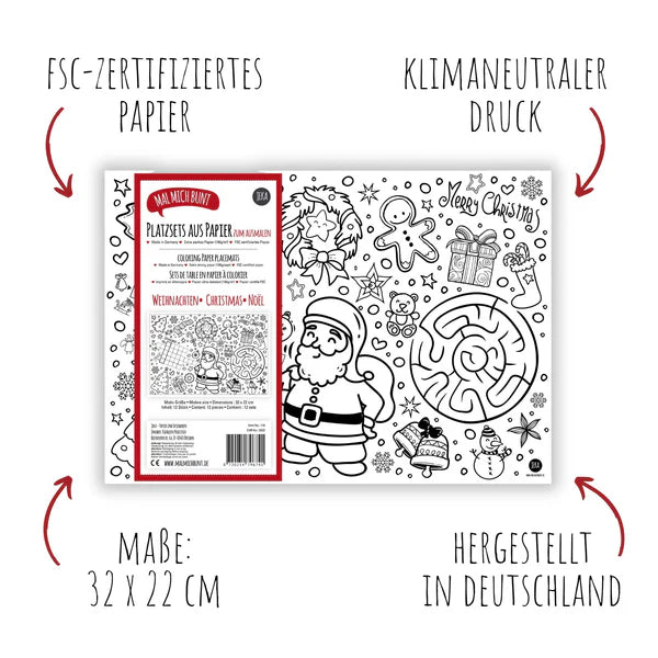 12 Tischsets zum ausmalen - Weihnachten