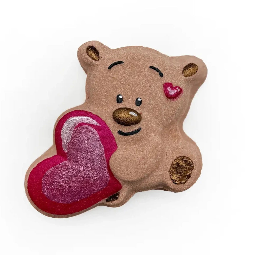 Badekugel handgemacht Bär mit Herz braun
