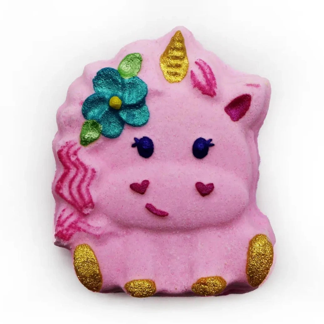 Badekugel handgemacht Einhorn rosa mit Blume