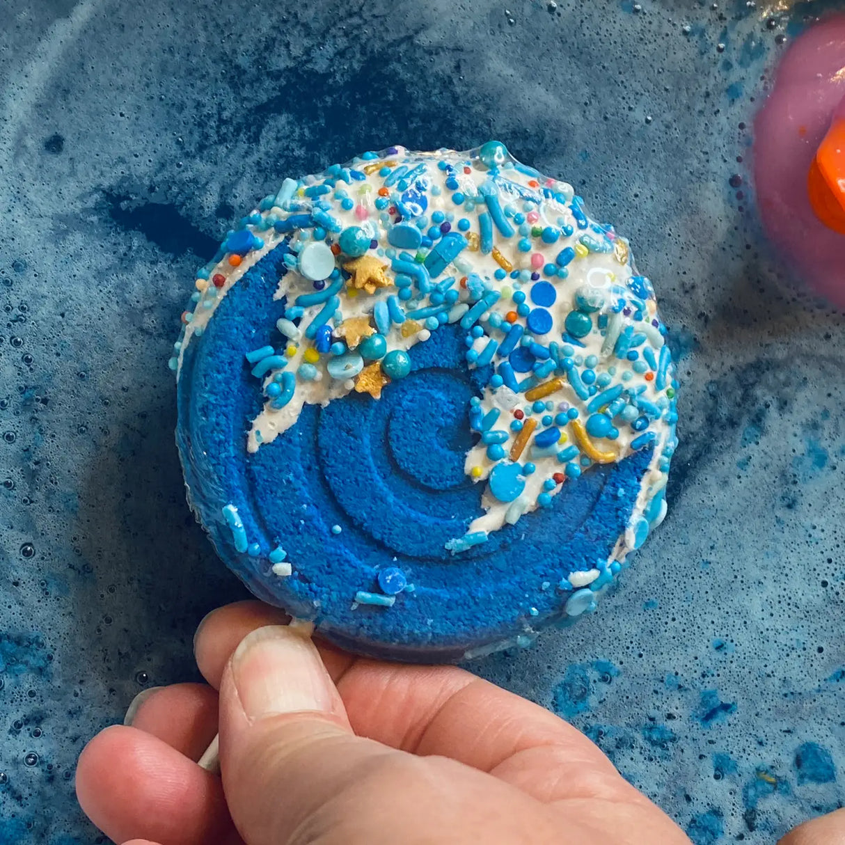 Badekugel handgemacht Lollipop Blau