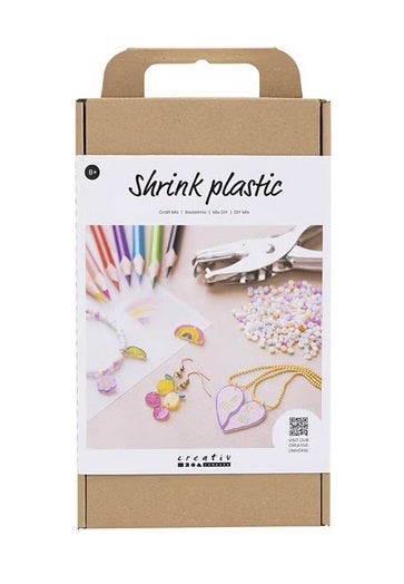 Bastelset Kinder Plastikschrumpffolie Stifte, Perlen