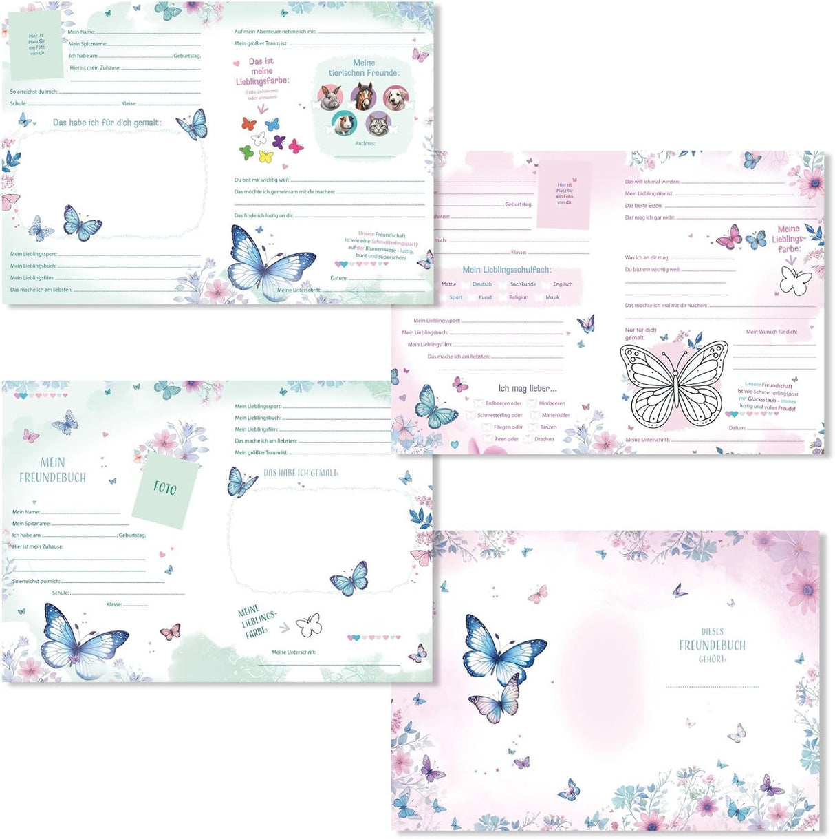 Freundebuch für Kinder - Schmetterling Blau