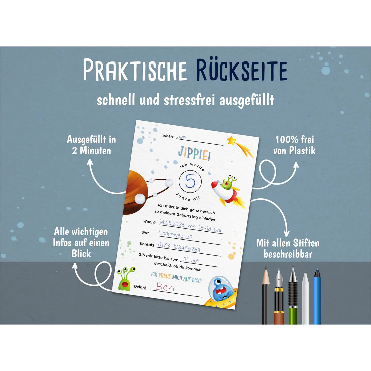 Einladungskarte Kindergeburtstag Astronaut